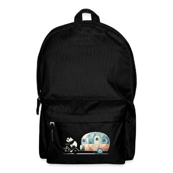 Panda mit Wohnwagen – Charmantes Reise-Design - Rucksack - Schwarz - Vorne