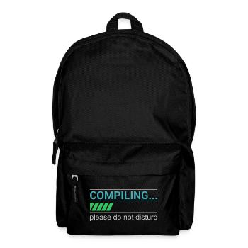 Lustiges Programmierer T-Shirt - Compiling Please - Rucksack - Schwarz - Vorne