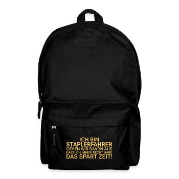 Forklift Driver Save Time Forklift Driver - Backpack - black - Front