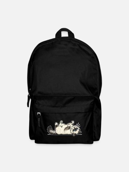 Grauer getigerter Katzen-Jäger-Jäger-Porträt - Rucksack - Schwarz