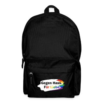 Gegen Hass Für Liebe Regenbogen T-Shirt CSD Pride - Rucksack - Schwarz - Vorne