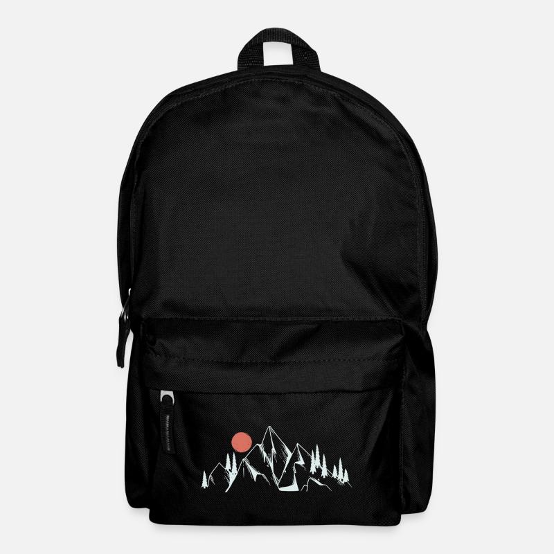 Dessin au trait de l’aube des montagnes - Sac à dos - noir