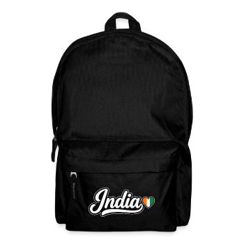 Indien-Schrift mit Flaggenherz Patriotisch - Rucksack - Schwarz - Vorne