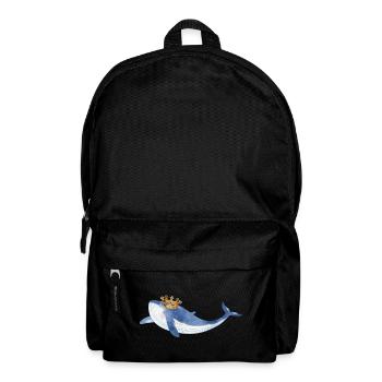 bright blue whale fish with golden crown - Backpack - black - Front
