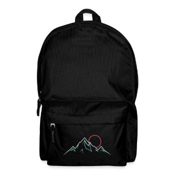 Minimalistische Bergkette mit aufgehender Sonne - Rucksack - Schwarz - Vorne