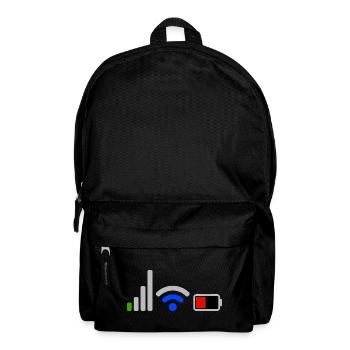 Tech Signal and Battery Wifi Network Icons - Backpack - black - Front