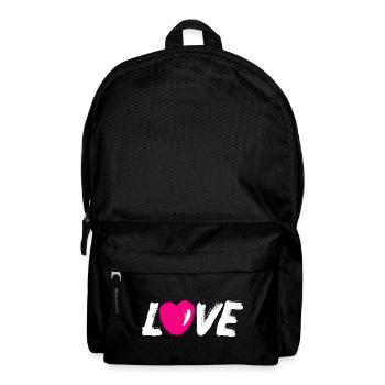 Love Love Heart Heart Handwriting White Brush - Backpack - black - Front