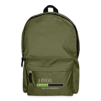 Je réfléchis Veuillez patienter (HF - Humour) - Sac à dos - vert olive - Devant