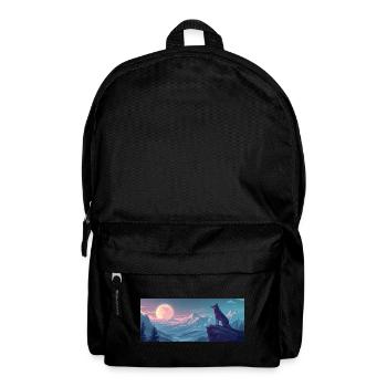 Wolf heult den Mond an - Rucksack - Schwarz - Vorne