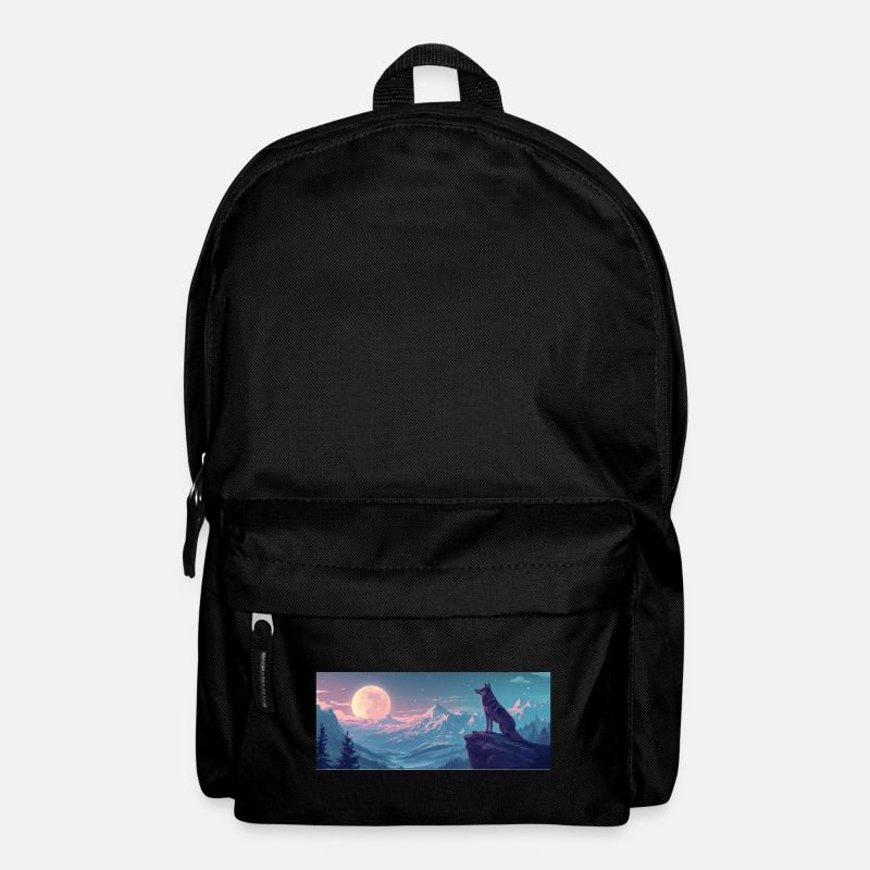 Loup hurlant à la lune - Sac à dos - noir