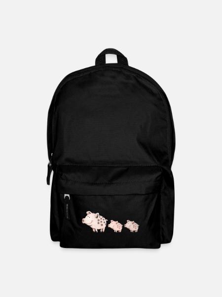 Schweine Familie - Rucksack - Schwarz