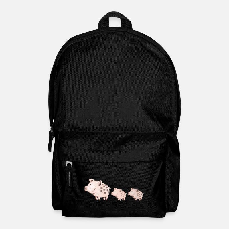 Schweine Familie - Rucksack - Schwarz