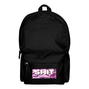 Shit happens pink tarn Design - Rucksack - Schwarz - Vorne