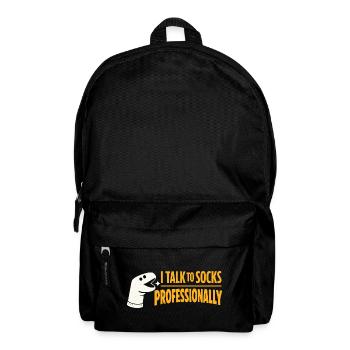 Talking to Socks | Sock Puppet Humor - Backpack - black - Front