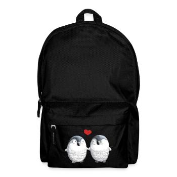 Pinguine in Love - Pinguin - Vogel - Liebe - Herz - Rucksack - Schwarz - Vorne
