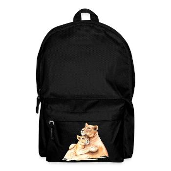 Liebevolle Löwen - Mama und Kind umarmen sich - Rucksack - Schwarz - Vorne