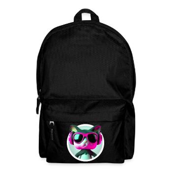 Katze Brille Turntable DJ Disco Club Kopfhörer - Rucksack - Schwarz - Vorne