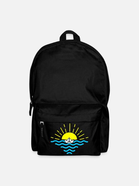 Sonnenuntergang weiß gefaltetes Boot Papierboot - Rucksack - Schwarz
