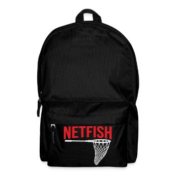 Funny fishing, Netfish, perody fishing design - Backpack - black - Front