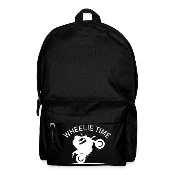 wheelie time motorcycle icon moped biker icon logo - Backpack - black - Front