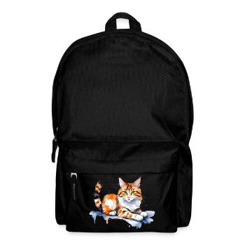 Katze im Schnee - Rucksack - Schwarz - Vorne