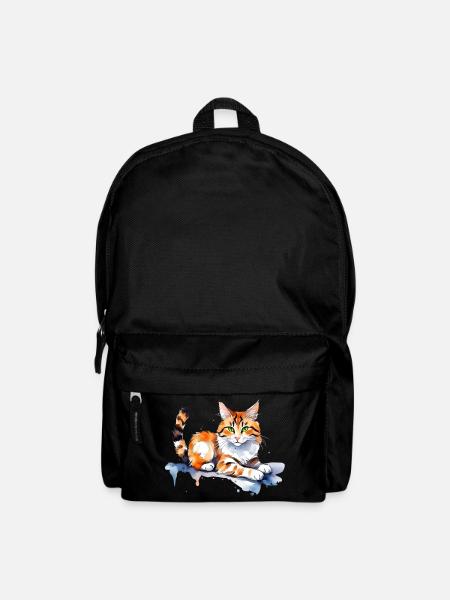 Katze im Schnee - Rucksack - Schwarz