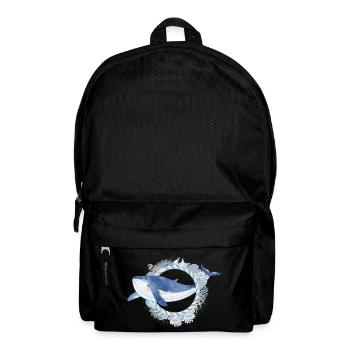 blue whale fish in coral reef in watercolor style - Backpack - black - Front