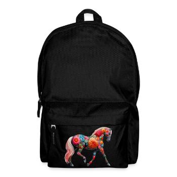 Pferd mit Blumen geschmückt - Rucksack - Schwarz - Vorne