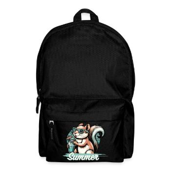 Cute cartoon squirrel enjoying summer - Backpack - black - Front