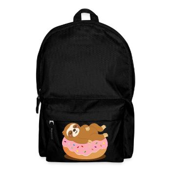 Faultier auf Donut–Süßes und entspanntes Tiermotiv - Rucksack - Schwarz - Vorne