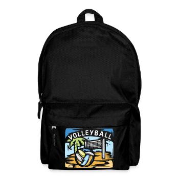 Volleyball illustration with beach volleyball palm tree - Backpack - black - Front