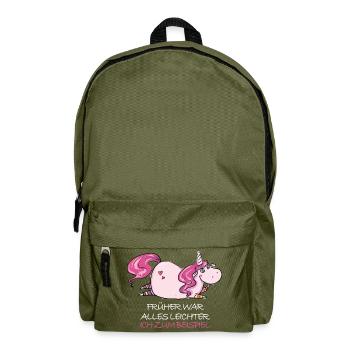 Lustige Dickes Einhorn Spruch Molliges Einhorn - Rucksack - Olivgrün - Vorne