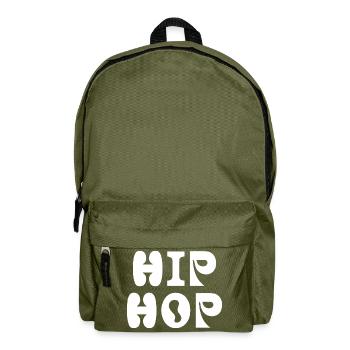 Bold Hip Hop Typographic Crest - Backpack - olive green - Front