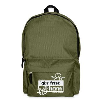 Gier frisst Hirn - phonetic art - Rucksack - Olivgrün - Vorne