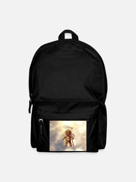 Gingerbread Man with Candy Cane Christmas - Backpack - black