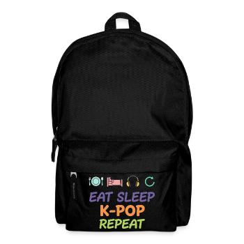 Essen, schlafen, K-Pop wiederholen, koreanisches Popmusikleben - Rucksack - Schwarz - Vorne