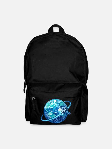 Erde Blauer Planet Satellit Globus Satellitenring - Rucksack - Schwarz