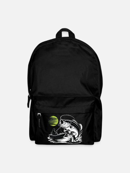 Sportangeln Schwarzbarsch-Boots-Mond-Vintage - Rucksack - Schwarz