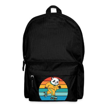Retro-Panda auf Rollschuhen - Rucksack - Schwarz - Vorne