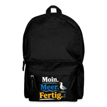 Moin Meer Fertig Möwe lustig Spruch  - Rucksack - Schwarz - Vorne