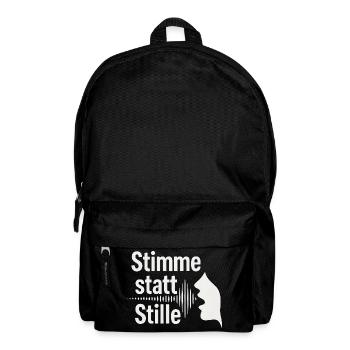 Stimme statt Stille Meinungsfreiheit Spruch - Rucksack - Schwarz - Vorne