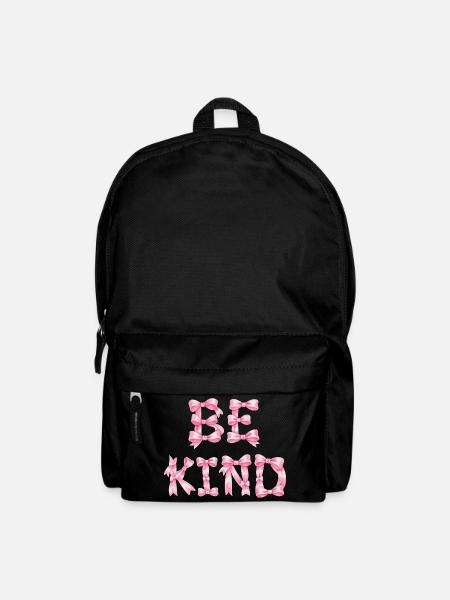 Be Kind Pink Bow T-Shirt Coquette Aesthetic - Backpack - black