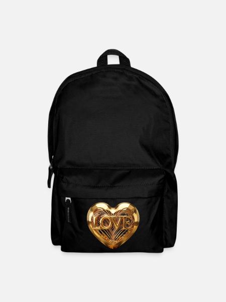 Klassisches T-Shirt – Minimalistisches Golden Rose Heart - Rucksack - Schwarz
