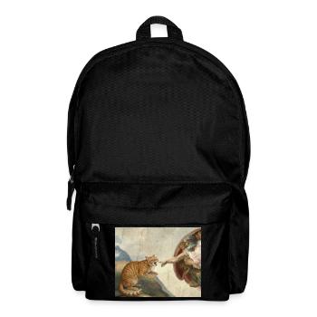 Cat Slaps God's Hand Funny Cats Meme - Backpack - black - Front