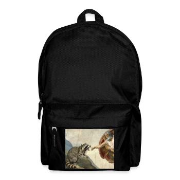 raccoon beating god's hand raccoon meme - Backpack - black - Front