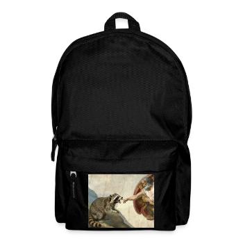 raccoon beating god's hand raccoon meme - Backpack - black - Front