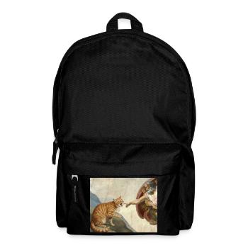 Cat Slaps God's Hand Funny Cats Meme - Backpack - black - Front