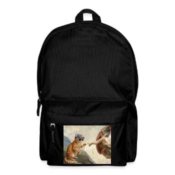 Cat Slaps God's Hand Funny Cats Meme - Backpack - black - Front