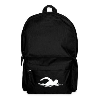 Schwimmer-Silhouette im Wasser - Rucksack - Schwarz - Vorne