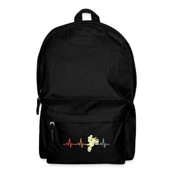 Motocross Fahrer Herzfrequenz Vintage - Rucksack - Schwarz - Vorne